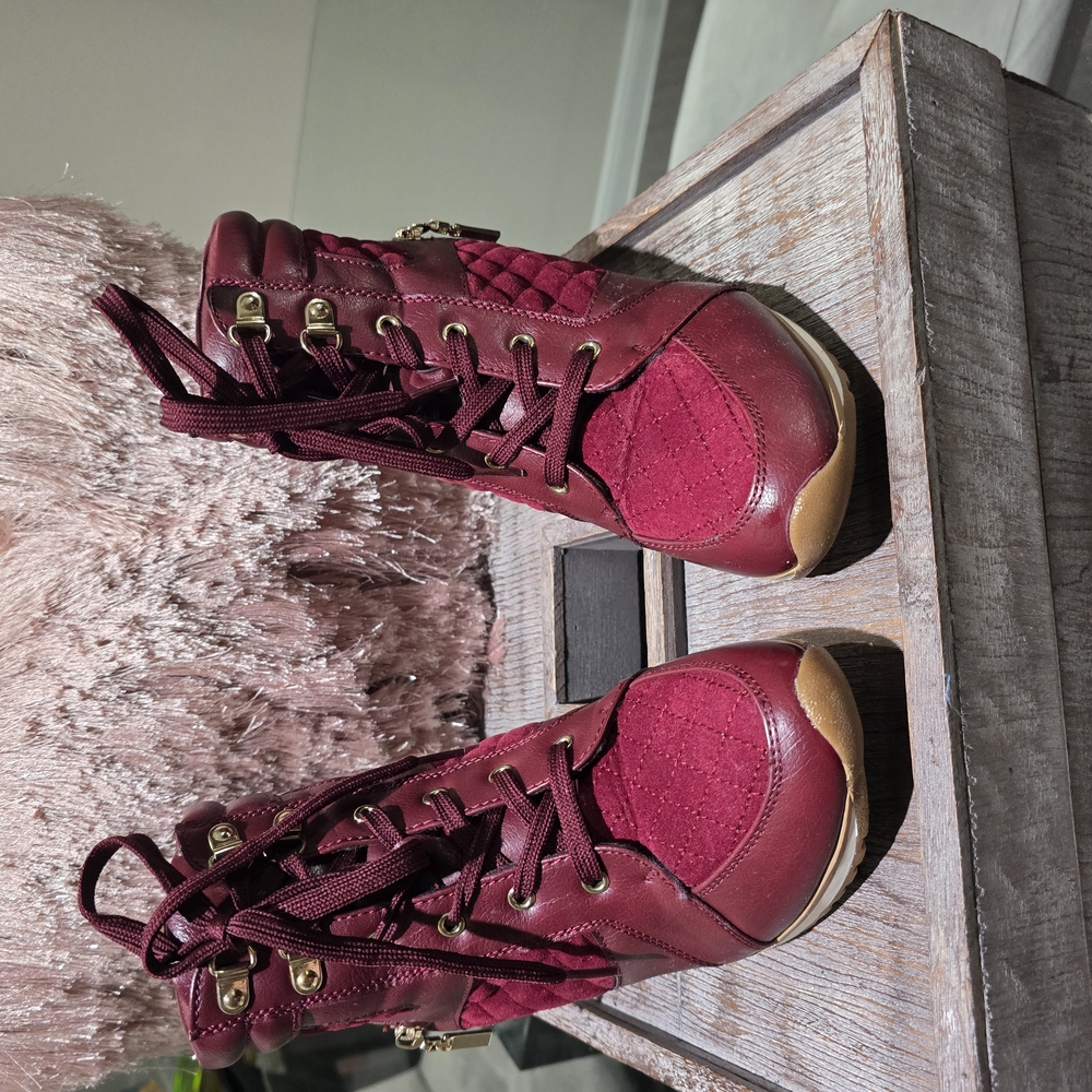 Women's Burgundy High-Top Sneakers